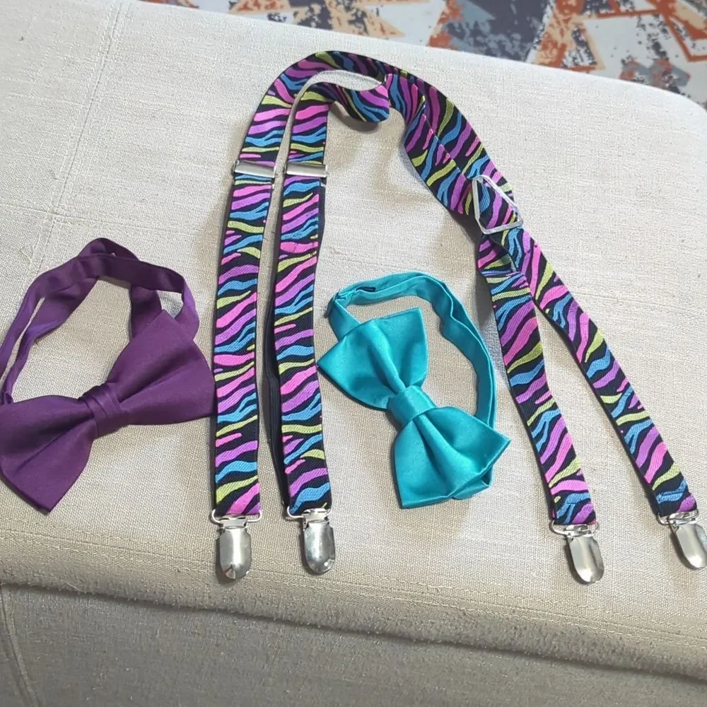 suspenders vibrant bow